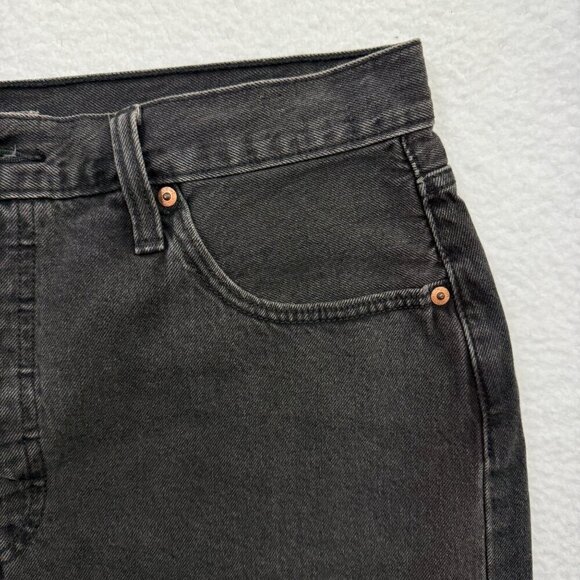 Levis 501 Black Cut Off Button Fly Jean Shorts High Rise Western Womens W32 - Picture 8 of 12